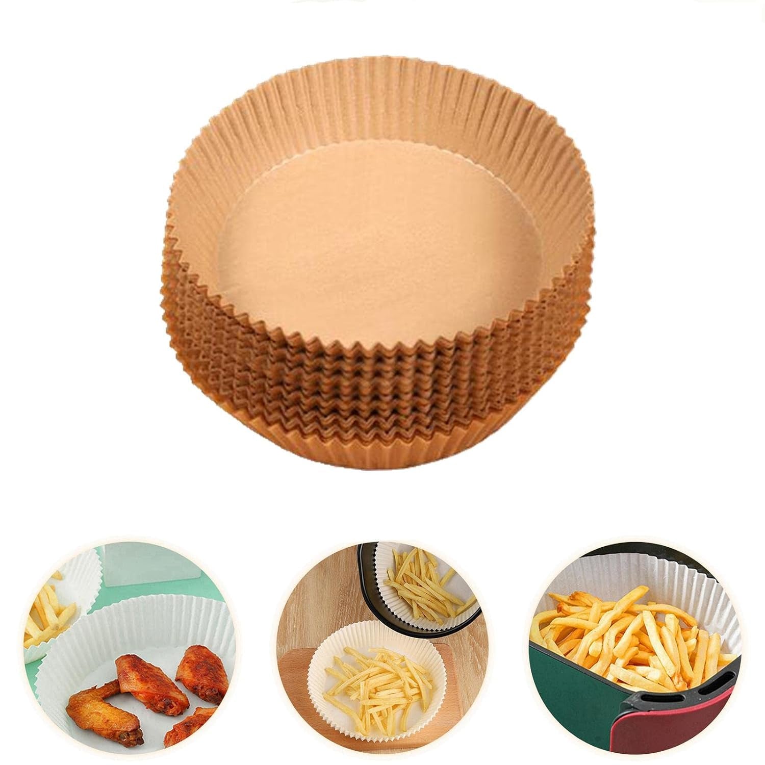 Air Fryer Liners Round Disposable Parchment (50 Pcs) | Dabster - Back View