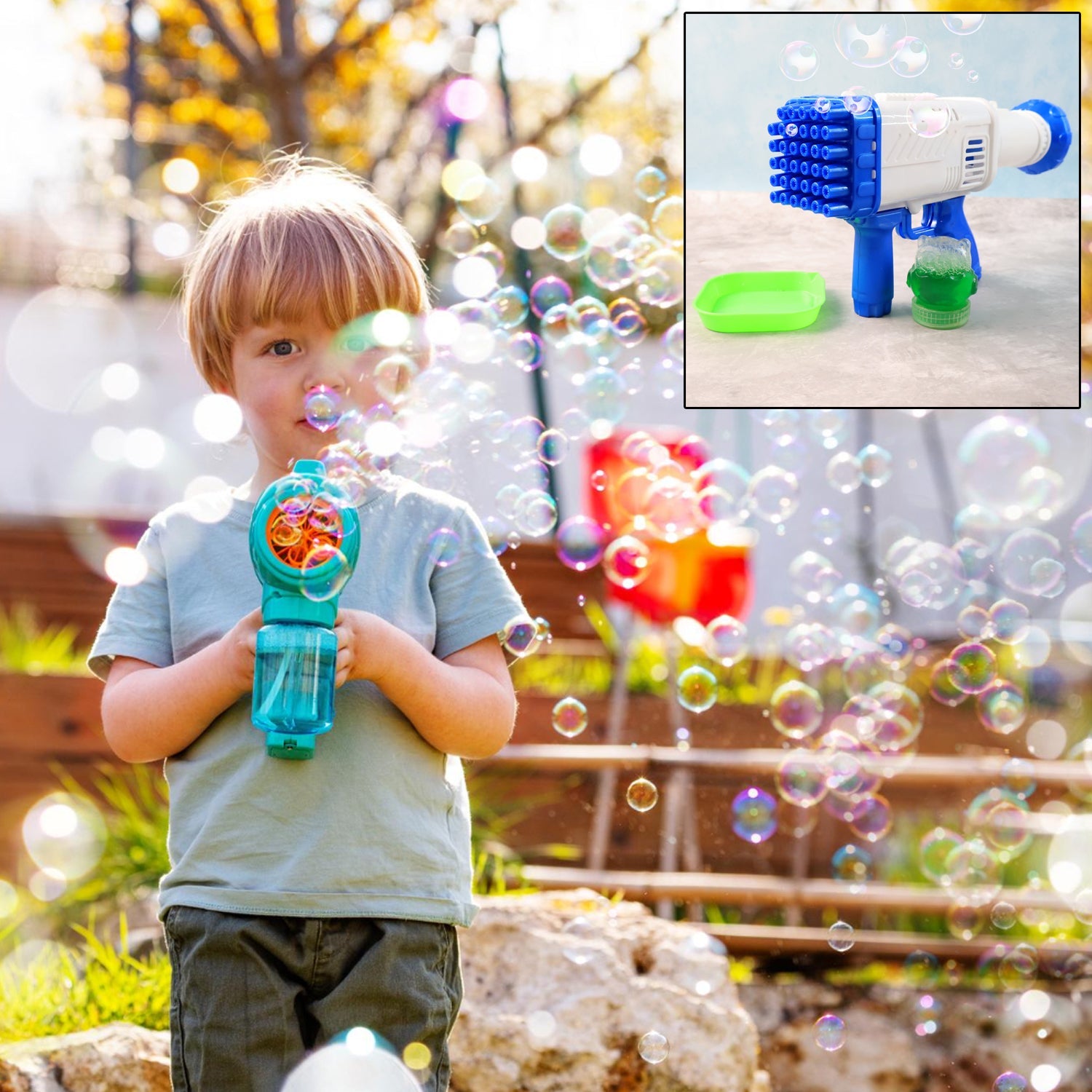 Bubble Gun for Kids 32 Holes, Powerful Blaster | Play & Move - Detail View 8