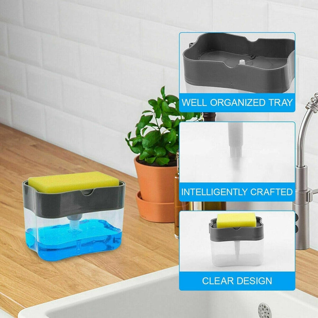 2-in-1 Soap Dispenser Built-in Scrub Holder & Organiser | Konvex