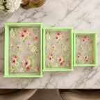 Serving Tray Set Elegant Floral Design with Side Handles - Detail View 8