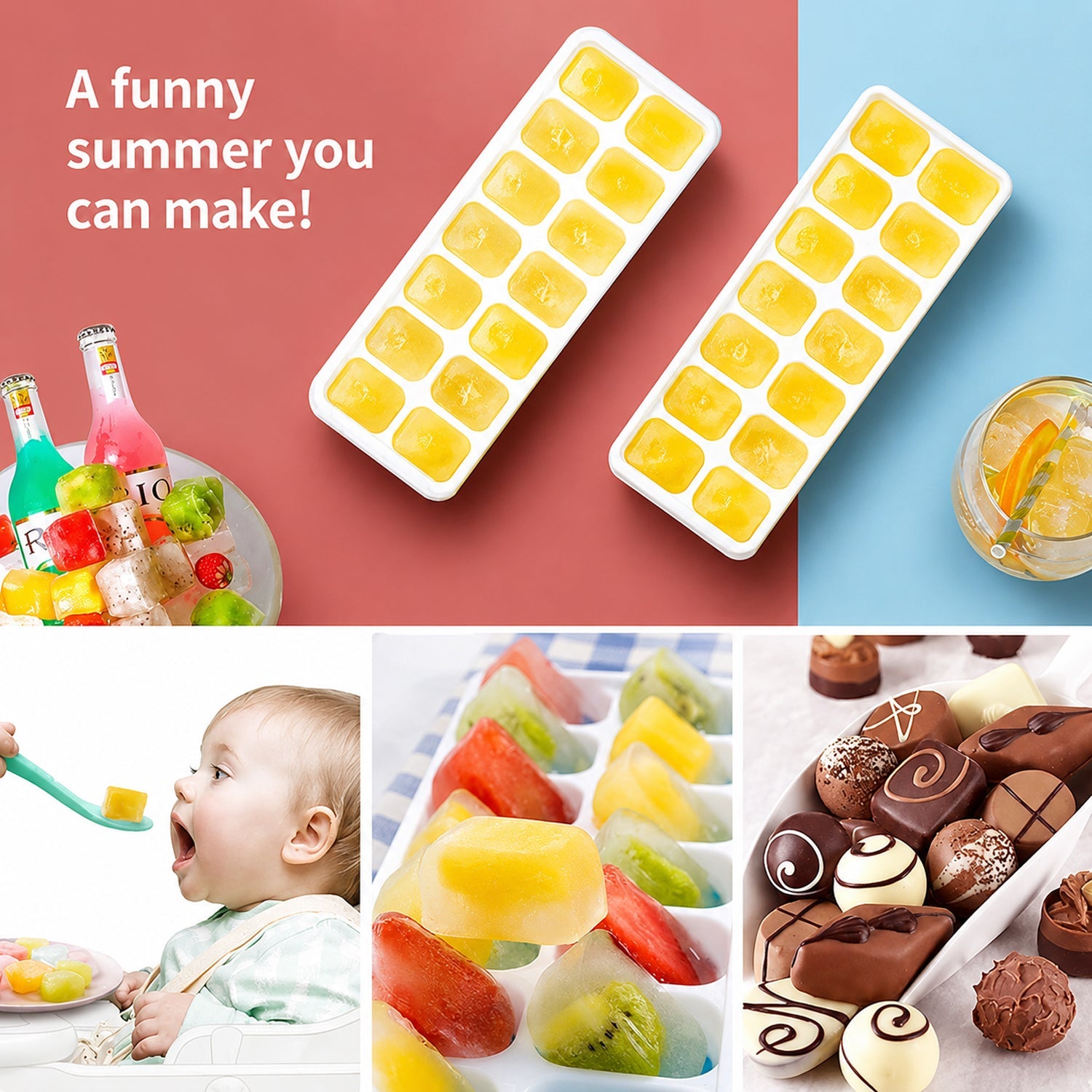 Ice Cube Tray with Spill-Proof Lid Effortless Ice Making and Space Saving - Detail View 5