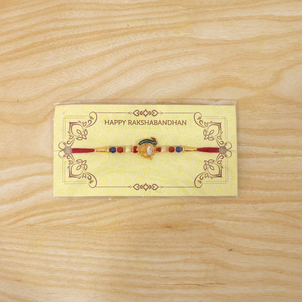 ALVENZA Elegant Stone Studs Rakhi – Traditional Beaded Brother Gift