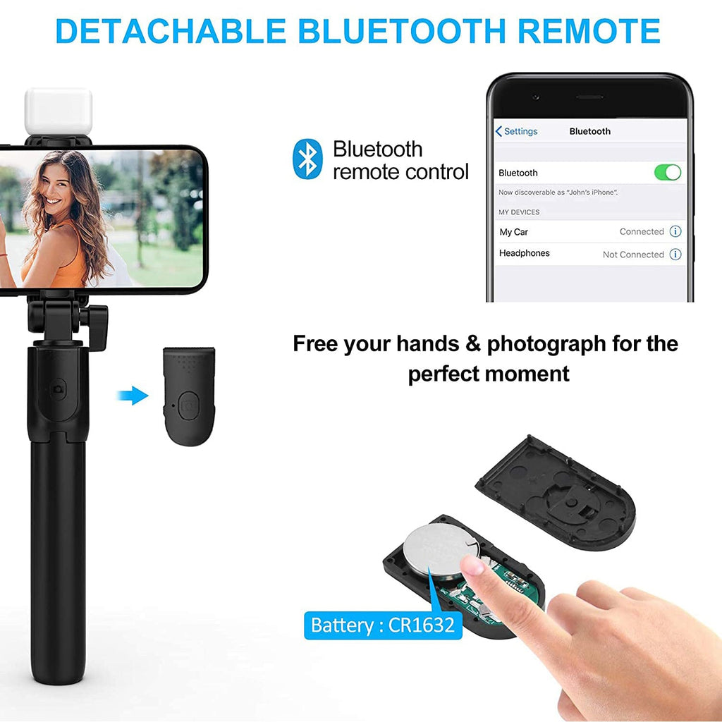 ALVENZA Wired Selfie Stick – 70cm Extendable Handle Tripod Stand