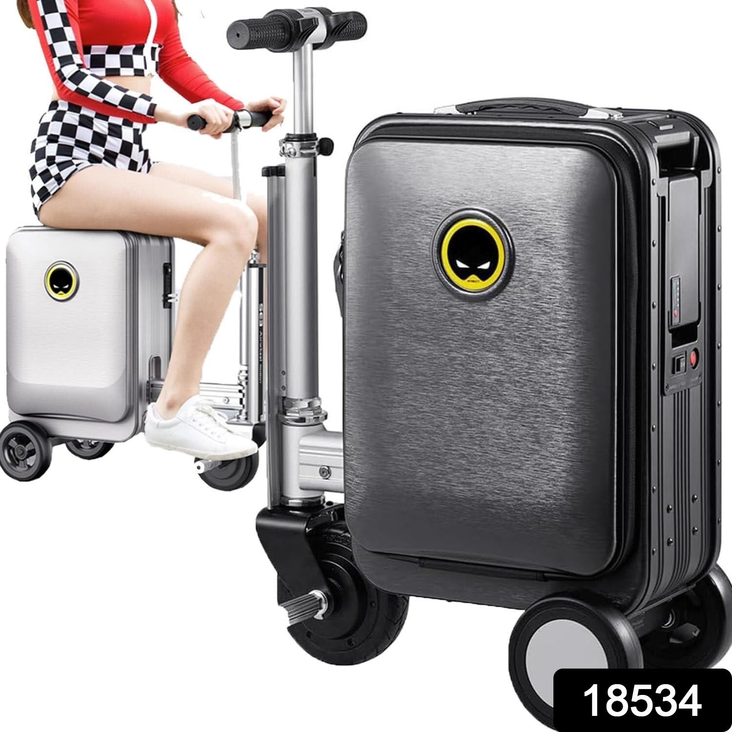 Electric Scooter Suitcase Rideable Smart Luggage with Removable Battery | - Side View