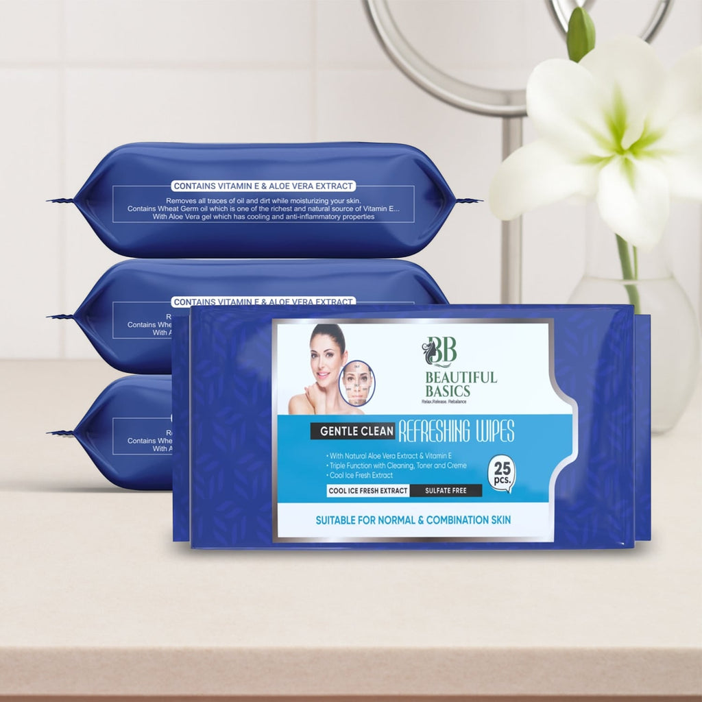 Gentle Face Wipes for All Skin Types 4x25 Pcs | Beautiful Basics