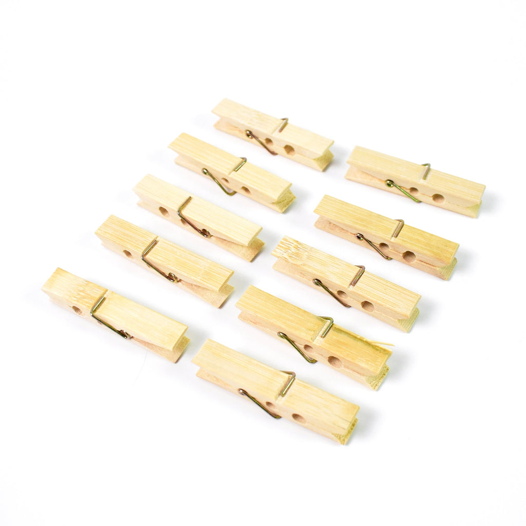 Bamboo Cloth Clips Heavy Duty Wooden Pegs (10 Pcs) | BathNova - Detail View 5