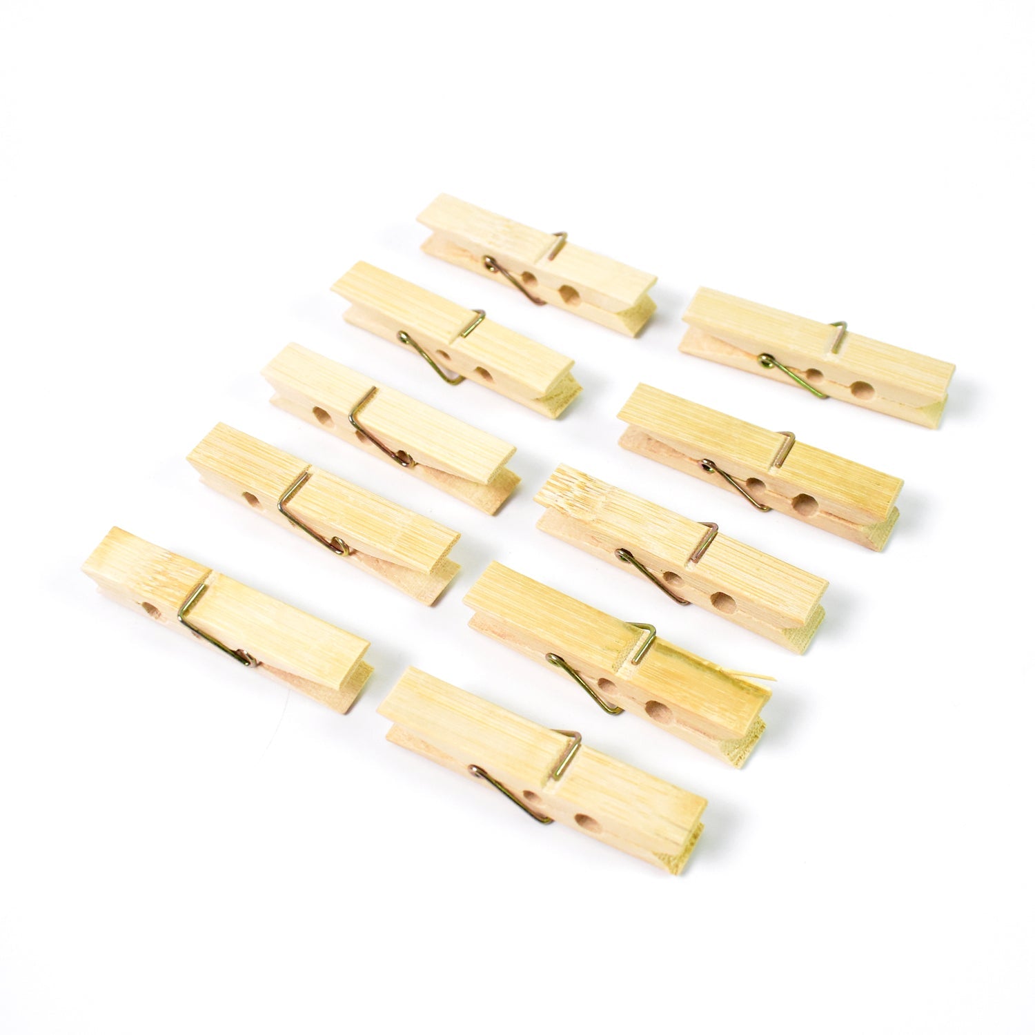 Bamboo Cloth Clips Heavy Duty Wooden Pegs (10 Pcs) | BathNova - Detail View 5