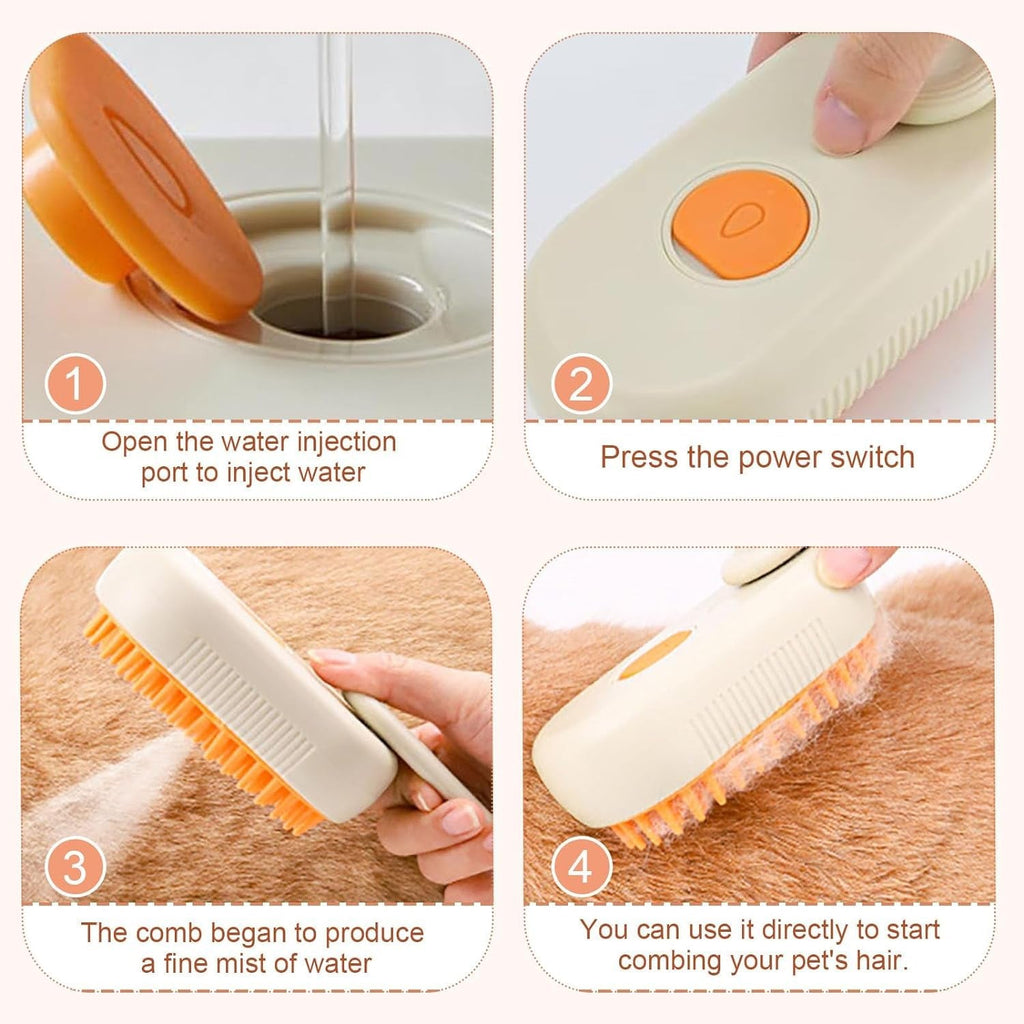Electric Pet Steam Brush – Hair Removal & Massage | Calm & Curl