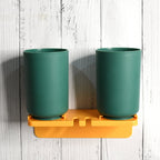 Wall Mount Toothbrush Holder 2 Cups, Self-Adhesive | BrushedUp