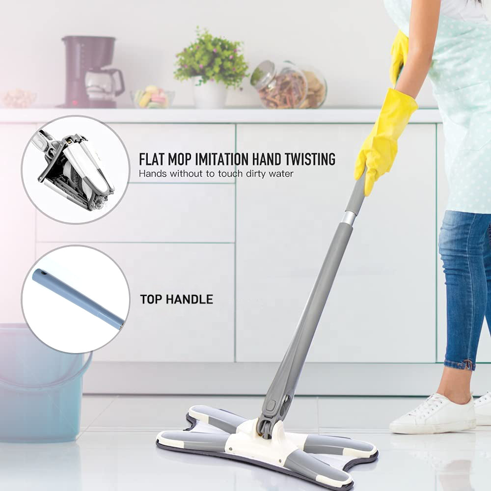 ALVENZA Hands-Free Mop – X-Shape Microfiber Squeeze | Storenzo