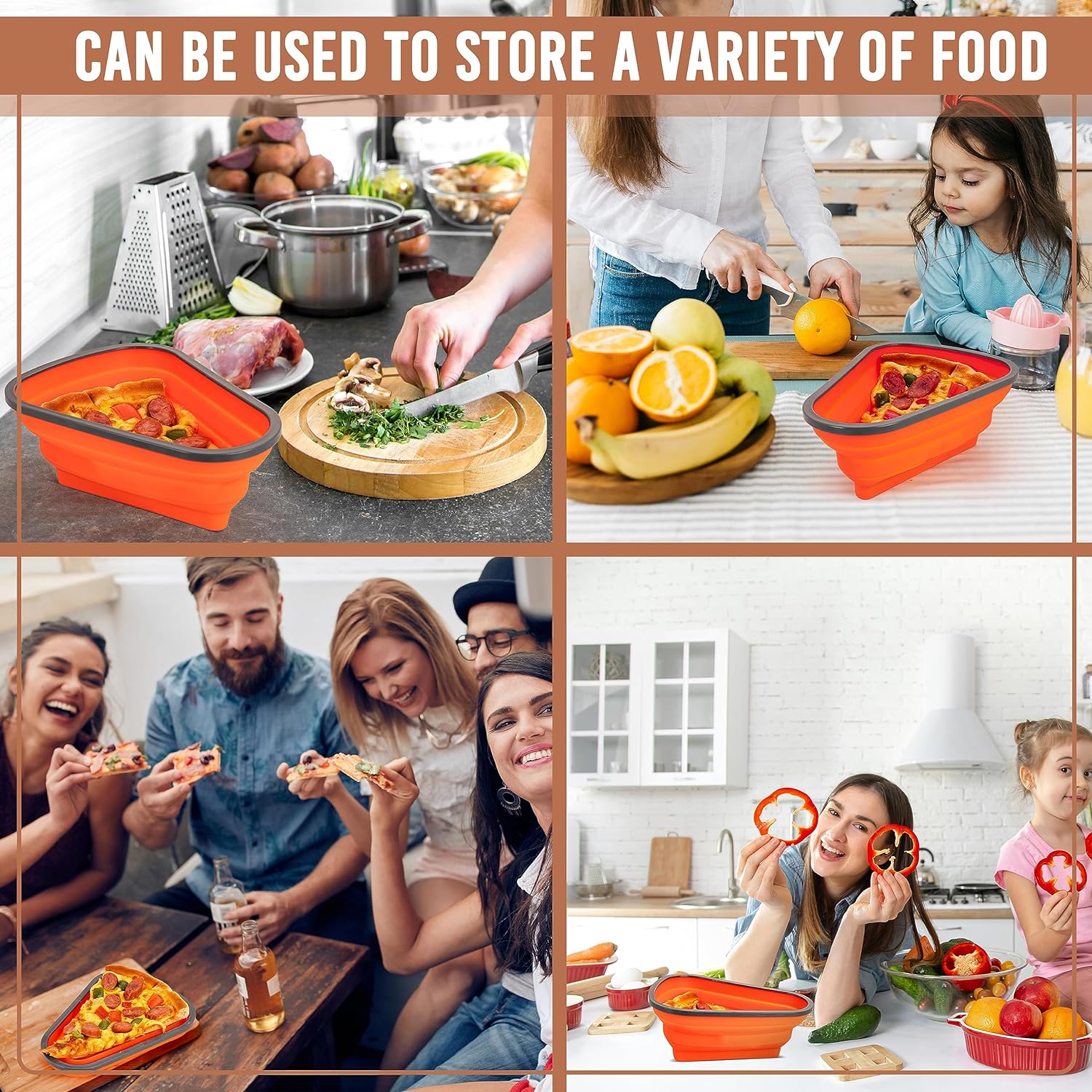 Pizza Storage Container Expandable Silicone Box with 5 Trays | Tidy Table - Detail View 5