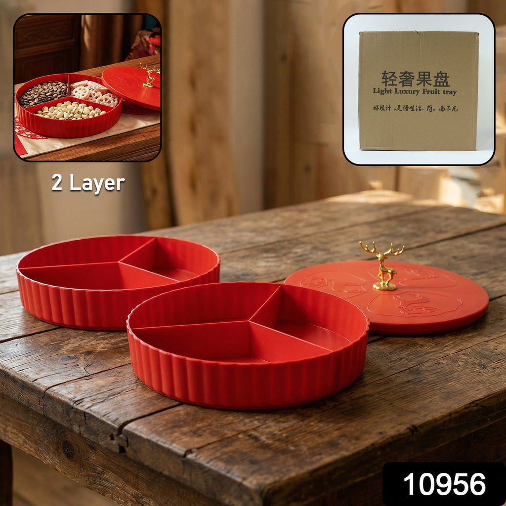 ALVENZA Dry Fruit Serving Tray – 2 Layer Multipurpose Snack Organizer