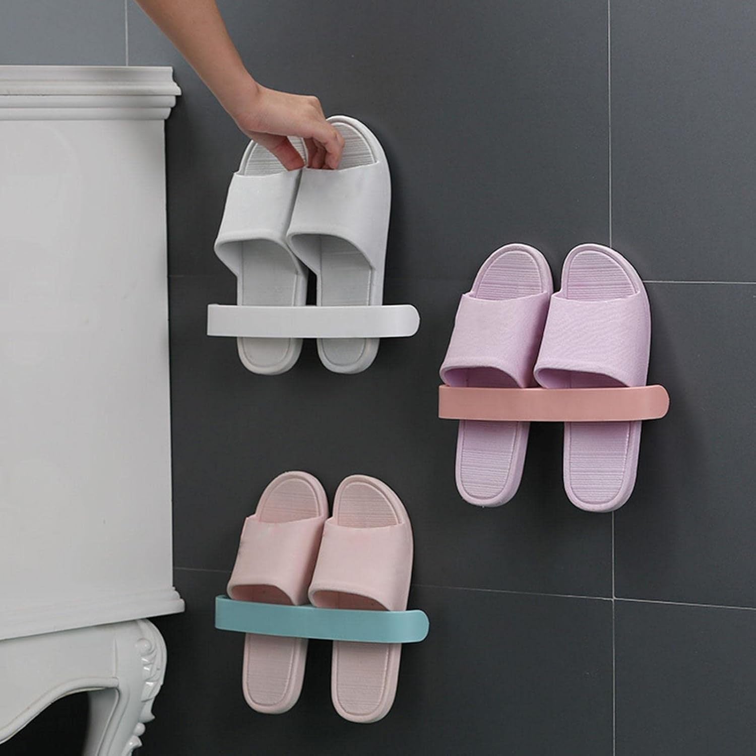 Self-Adhesive Towel Rack Damage-Free Bathroom Storage | Bathora - Back View