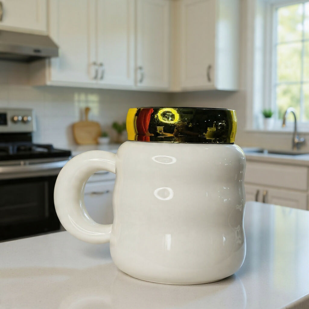 ALVENZA Ceramic Coffee Mug with Lid – Elegant Marble Design & Heat Retention