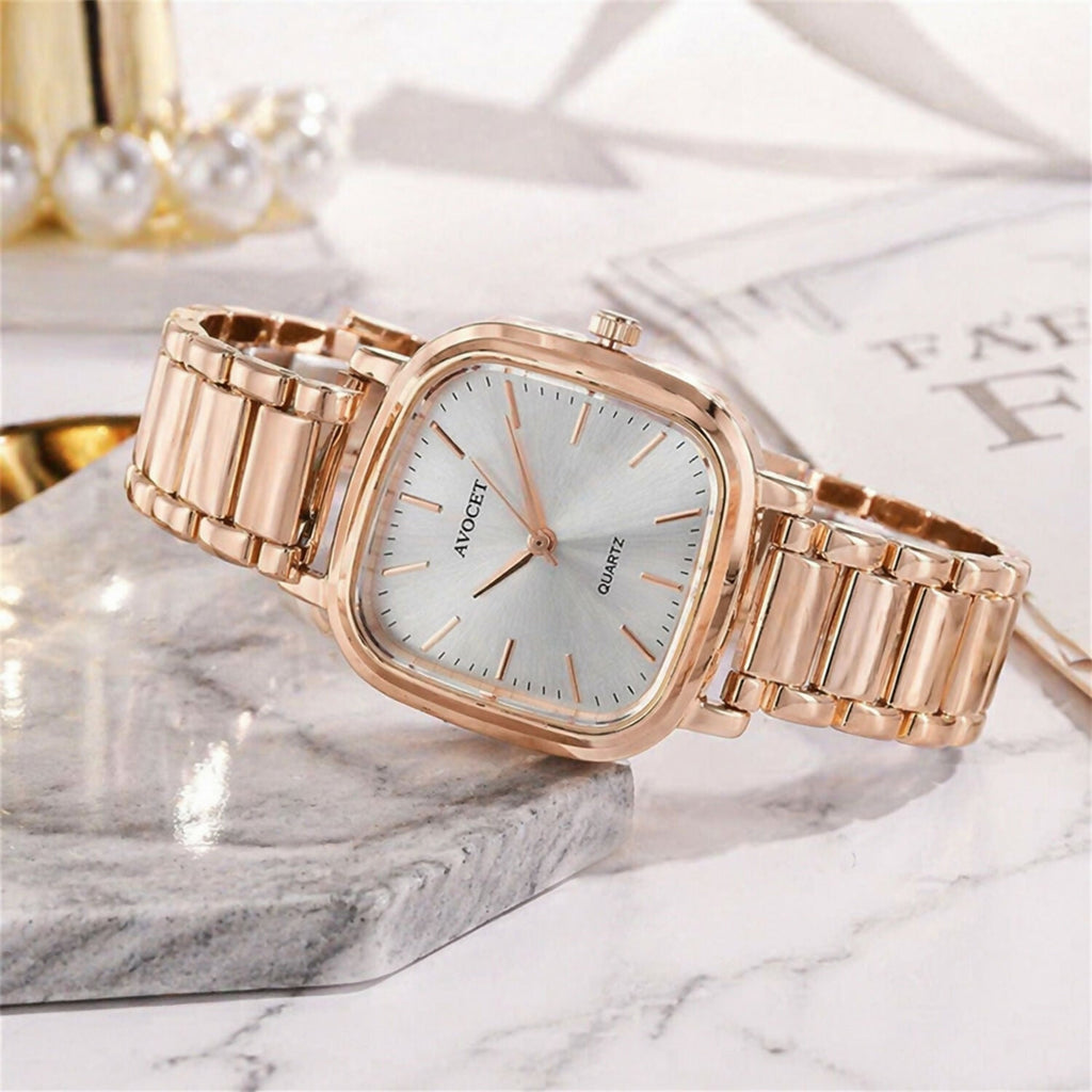 Women’s Square Dial Watch – Elegant Rose Gold Finish for Daily Wear