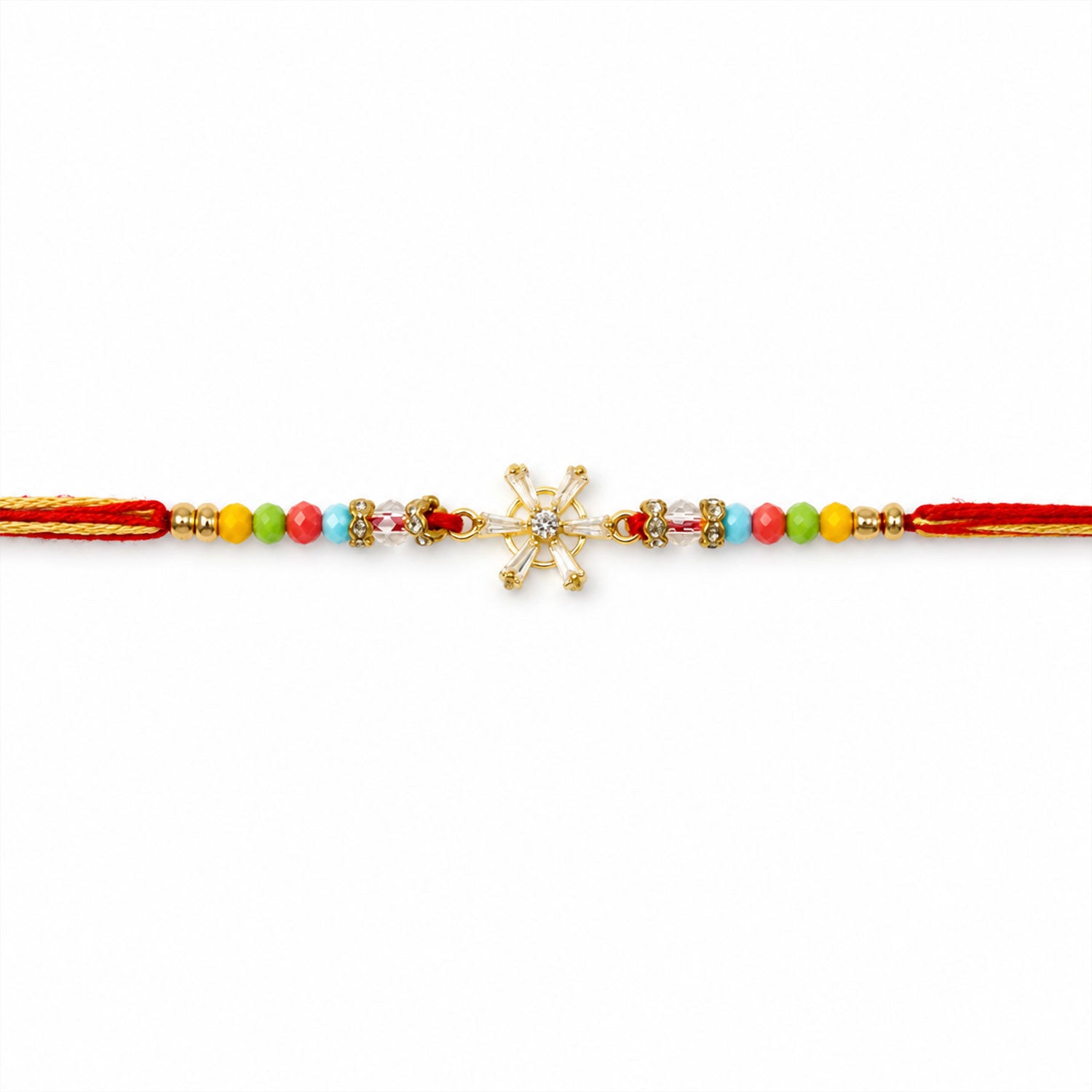 ALVENZA Snowflake AD Stone Designer Rakhi for Brother, Multicolour Beads Gift