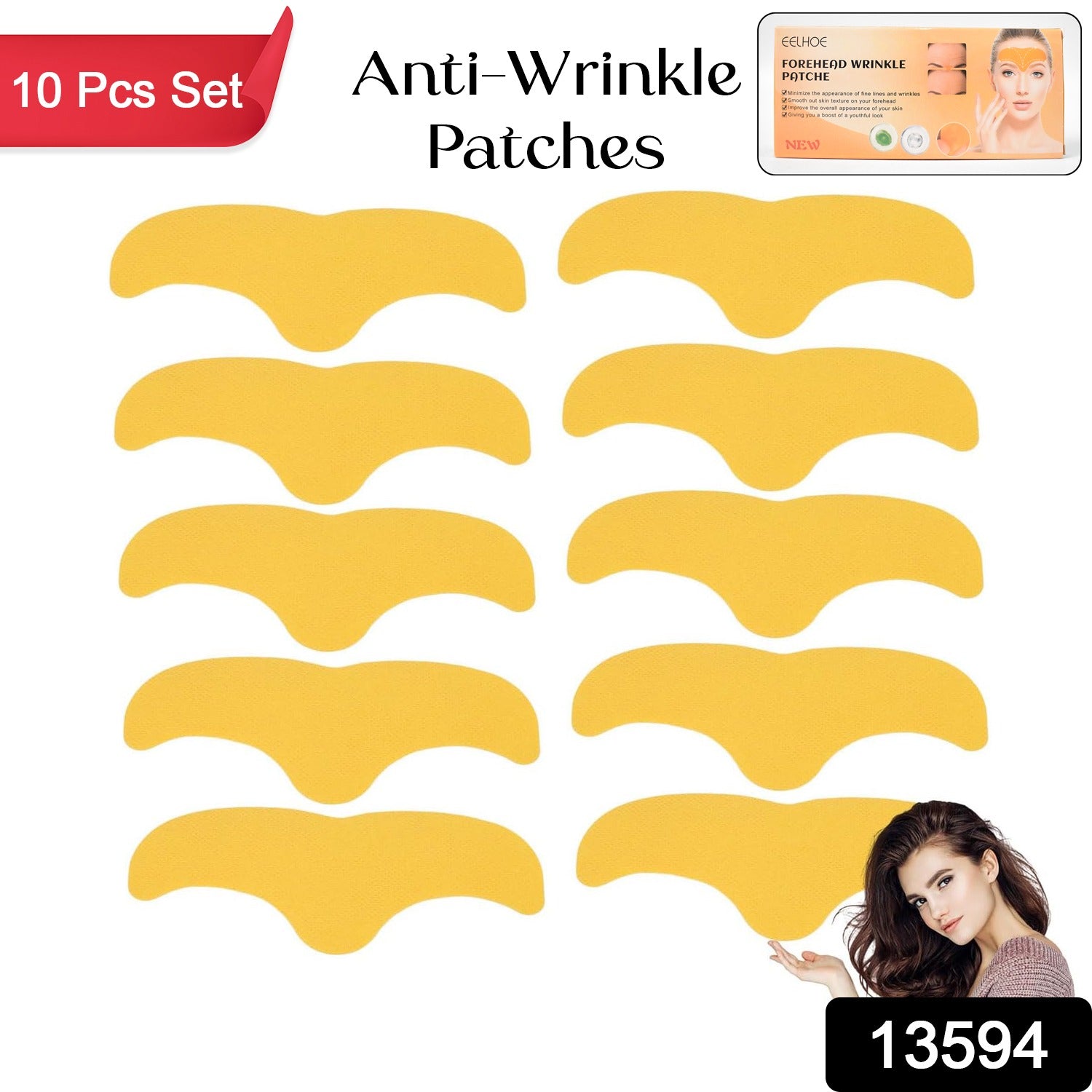 Forehead Wrinkle Patches (10 Pcs) Anti-Aging Pads | GlowForm - Side View