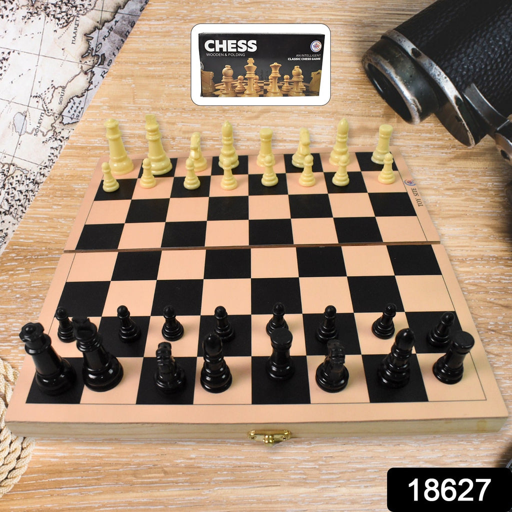 Folding Wooden Chess Set Portable 30x30cm Board | Boardoria - Side View