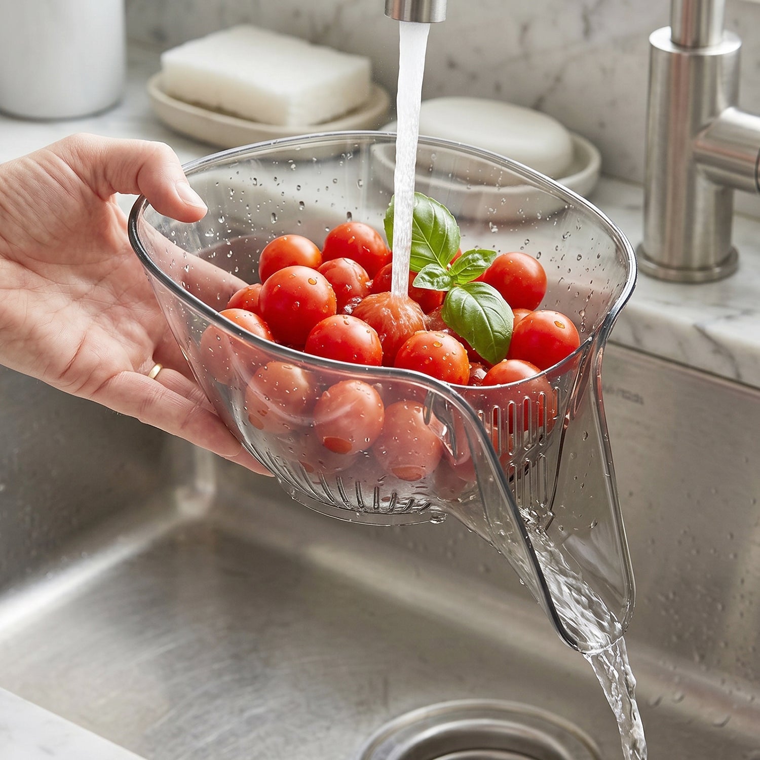 Fruit & Vegetable Washing Strainer Basket Easy, Hygienic Rinsing - Detail View 5