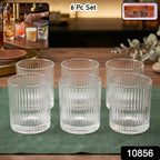 ALVENZA Crystal Glass Tumbler Set – Ribbed Design 250 ML Glass Set
