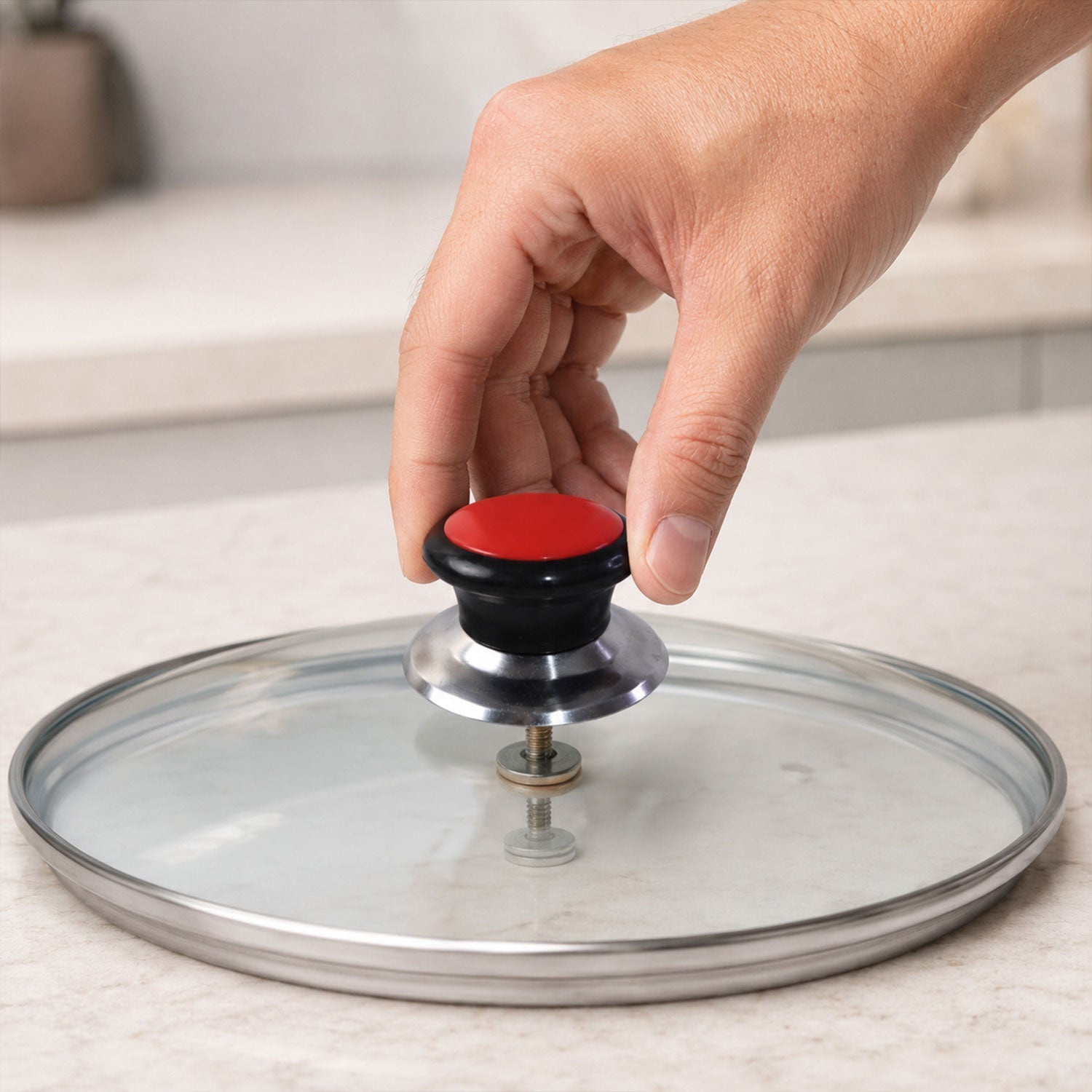 Pressure Cooker Lid Knob Heat-Resistant Replacement Handle for Pots and Pans - Front View