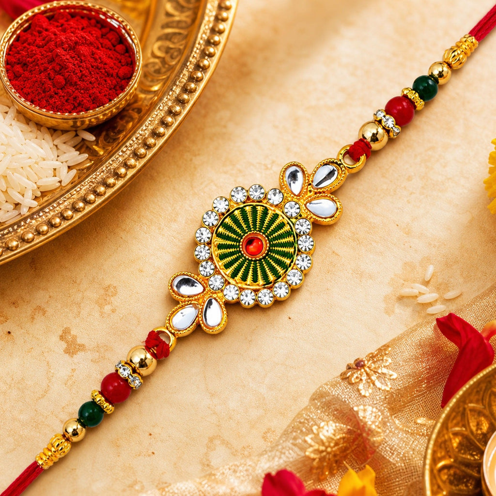 ALVENZA Traditional Floral Rakhi - Elegant Design for Brother's Raksha Bandhan