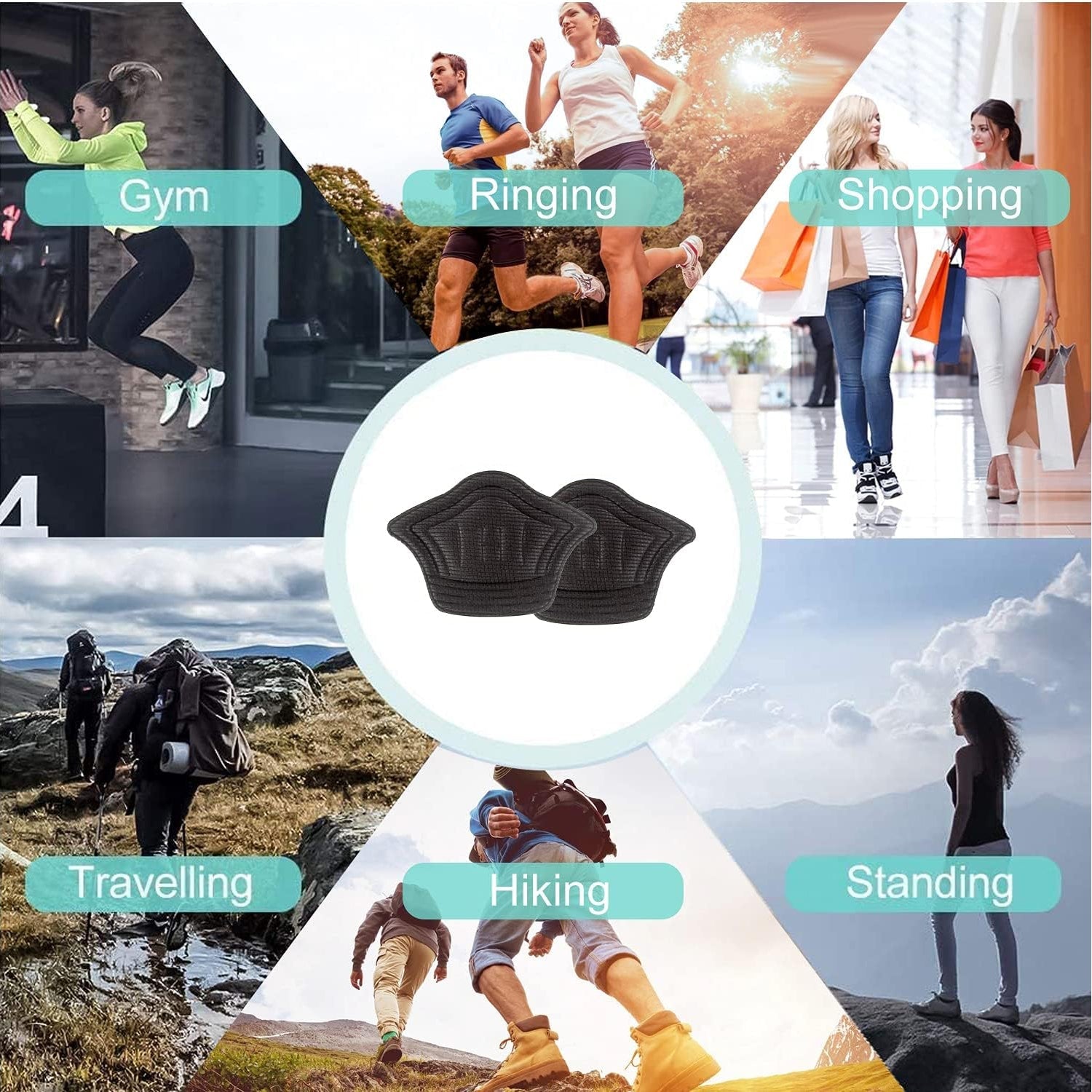 Heel Cushion Pads Soft & Protective Shoe Insoles | Velvet Wellness - Front View