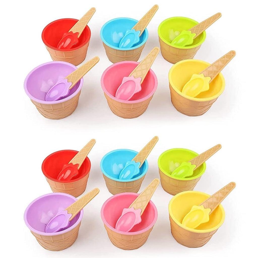 ALVENZA Ice Cream Bowl Set – 12-Pc Multi-Color Dessert Bowls | Jiaqi