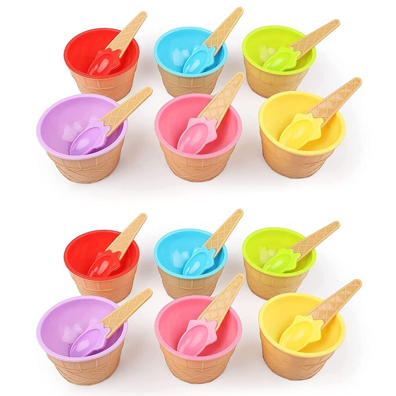 ALVENZA Ice Cream Bowl Set – 12-Pc Multi-Color Dessert Bowls | Jiaqi