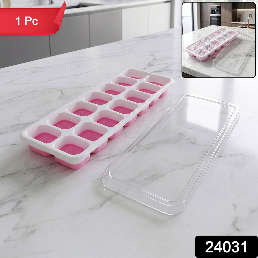 Plastic Ice Cube Tray Durable with Lid for Easy Freezing