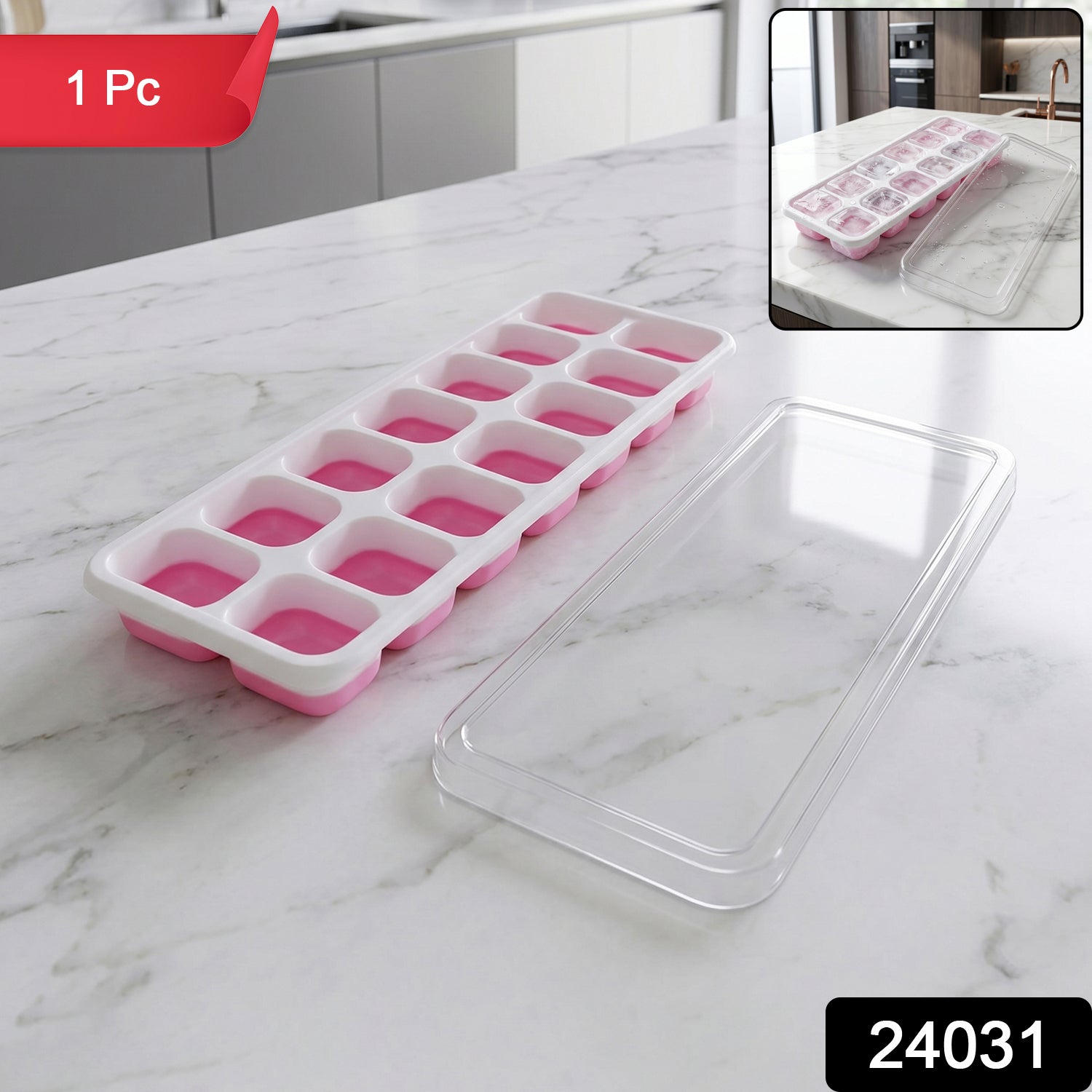Plastic Ice Cube Tray Durable with Lid for Easy Freezing