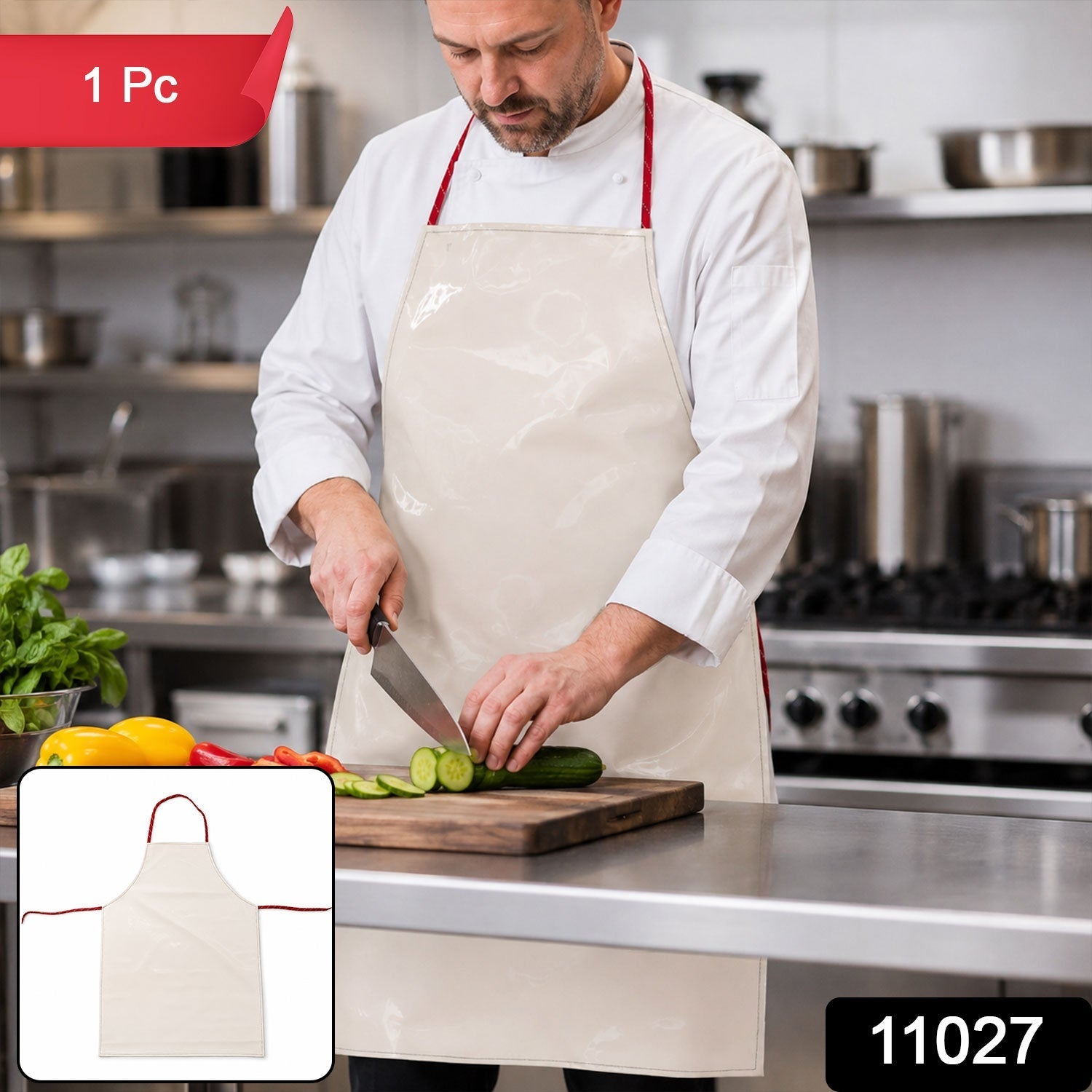Waterproof Kitchen Apron Full Coverage & Adjustable Fit for Cooking - Side View
