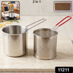 Stainless Steel Deep Frying Pot Compact, Durable & Easy to Use - Side View
