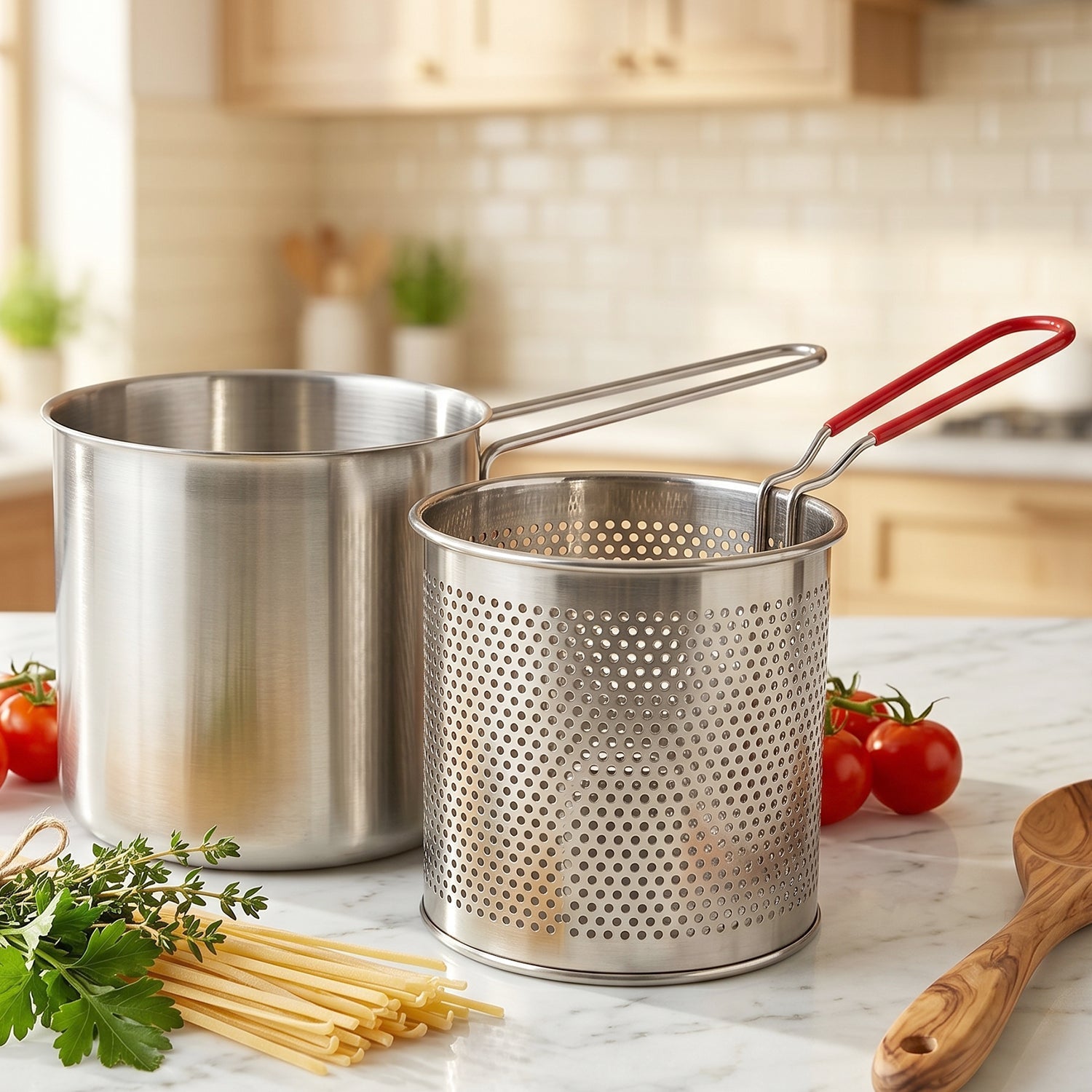 Stainless Steel Deep Frying Pot Compact, Durable & Easy to Use - Back View