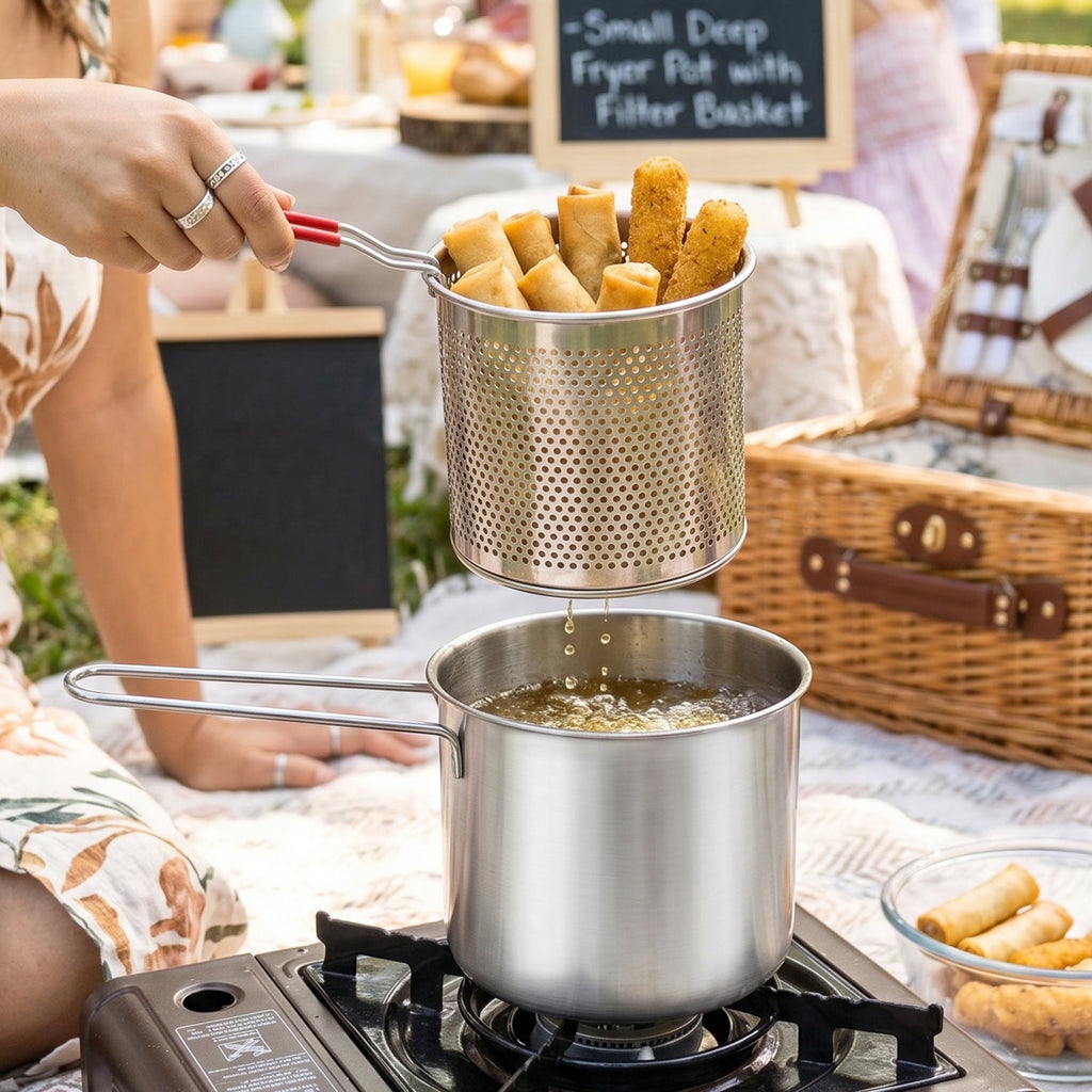 Stainless Steel Deep Frying Pot Compact, Durable & Easy to Use - Detail View 7