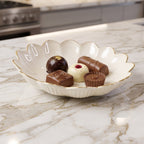 Lotus Flower Decorative Serving Tray Elegant Snack & Dry Fruit Platter - Front View