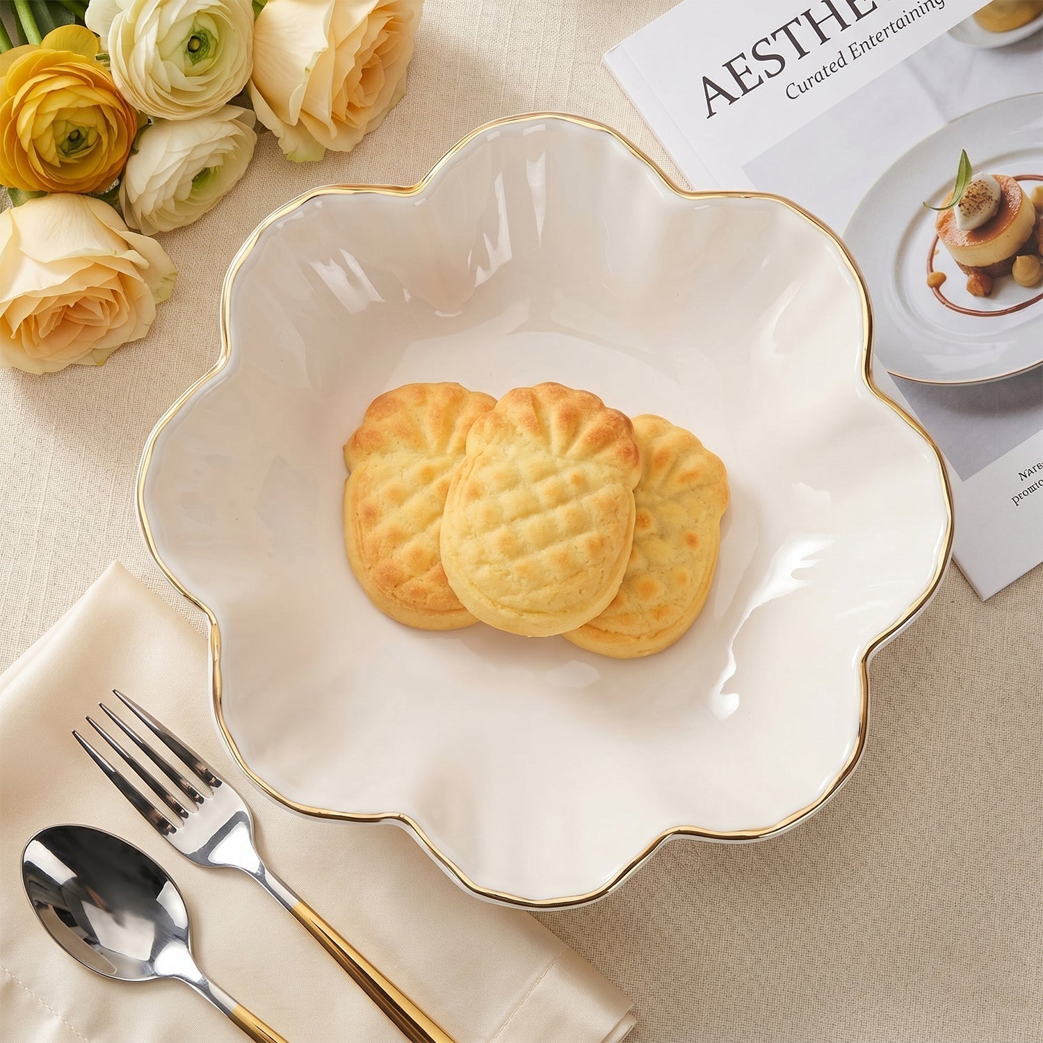 Lotus Flower Decorative Serving Tray Elegant Snack & Dry Fruit Platter - Detail View 7