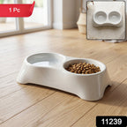 Pet Double Bowl Feeder Anti-Slip Design for Easy Feeding - Side View