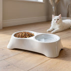 Pet Double Bowl Feeder Anti-Slip Design for Easy Feeding - Back View