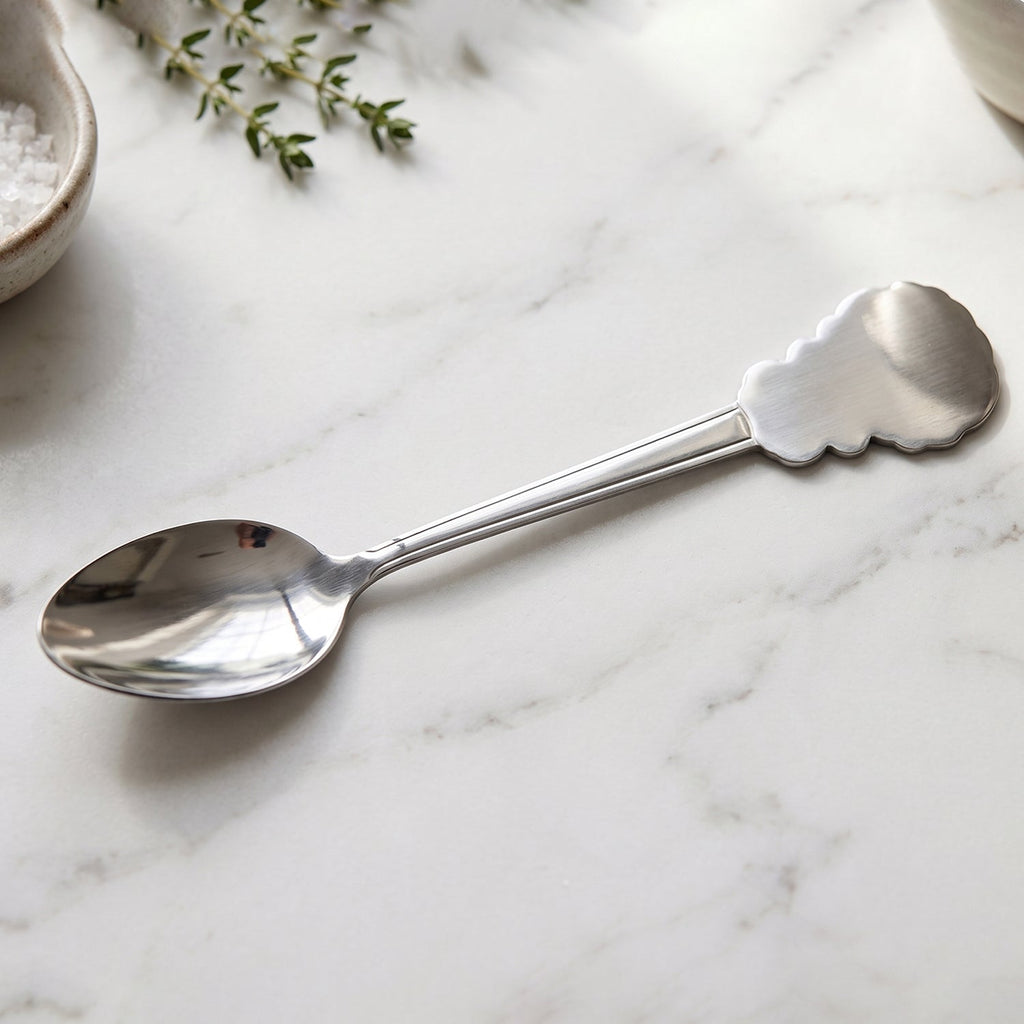Stainless Steel Dinner Spoon Elegant Carved Handle for Daily Use - Front View