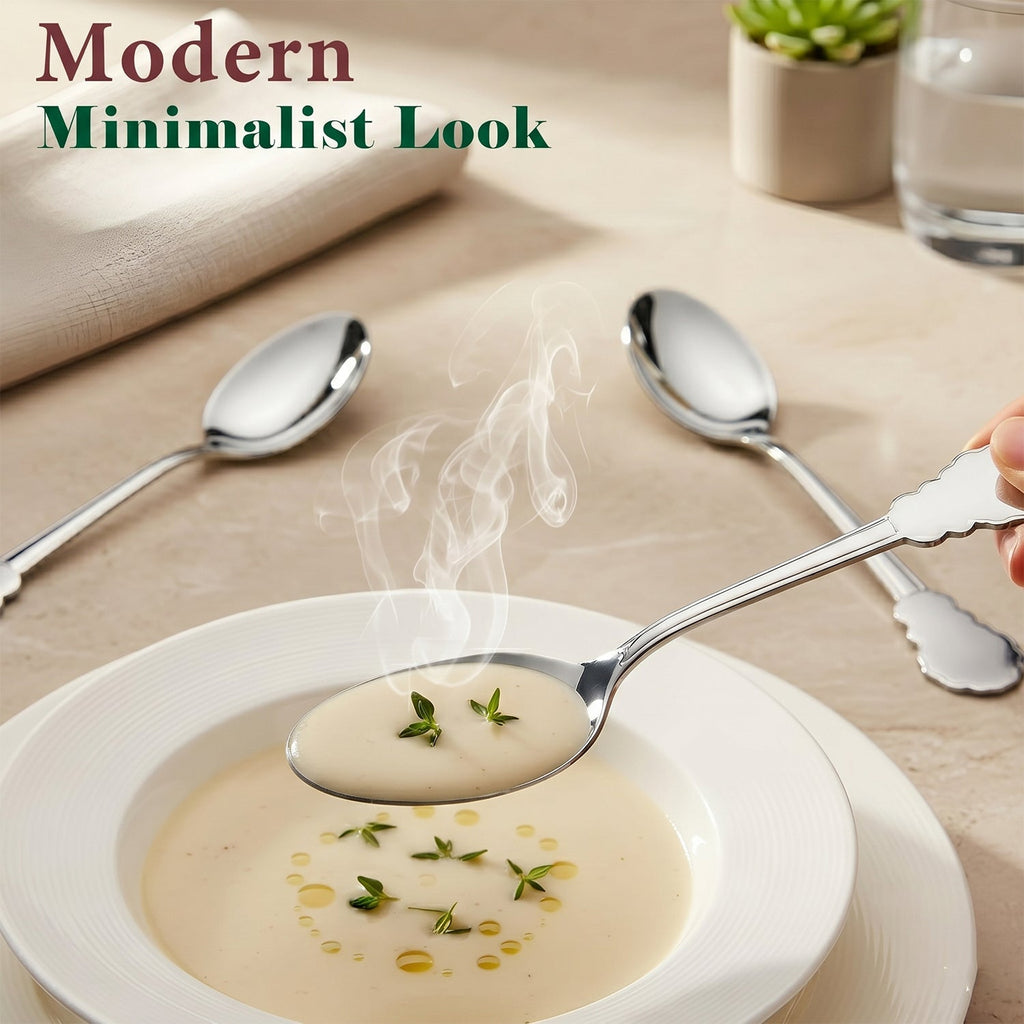 Stainless Steel Dinner Spoon Elegant Carved Handle for Daily Use - Detail View 8