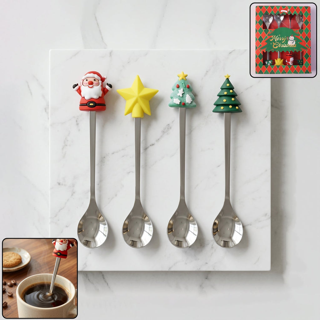 Golden Cartoon Spoon Set Stylish & Durable Tableware for All