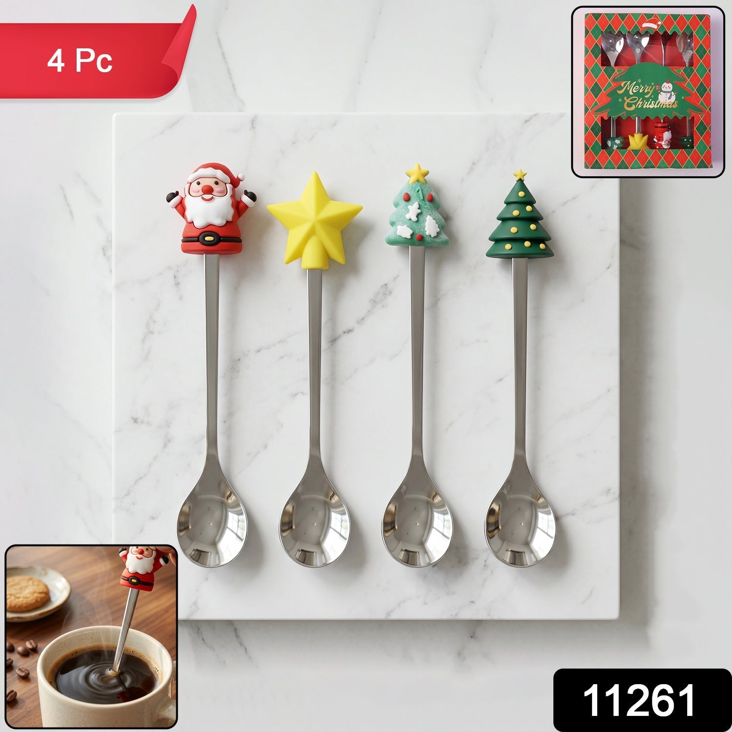 Golden Cartoon Spoon Set Stylish & Durable Tableware for All - Side View
