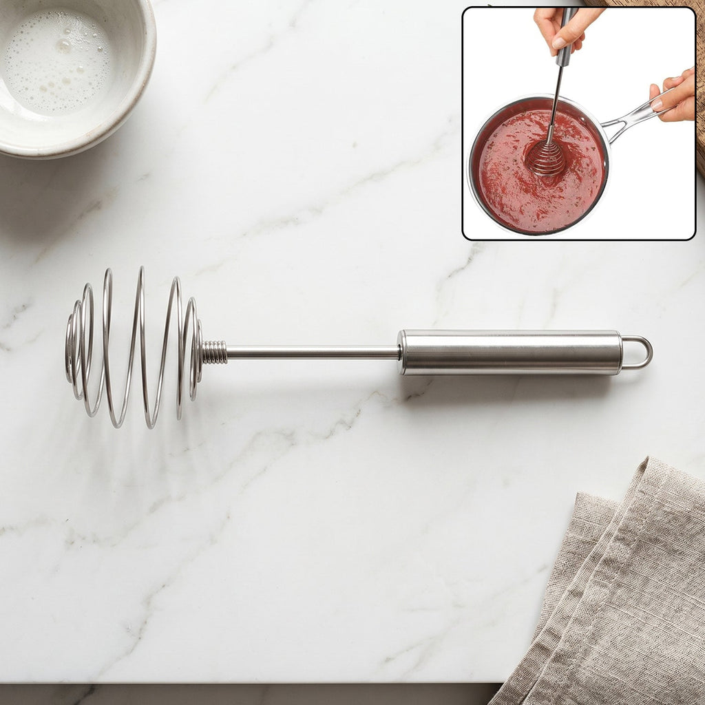 Stainless Steel Large Round Spring Whisk Durable Kitchen Tool - Front View