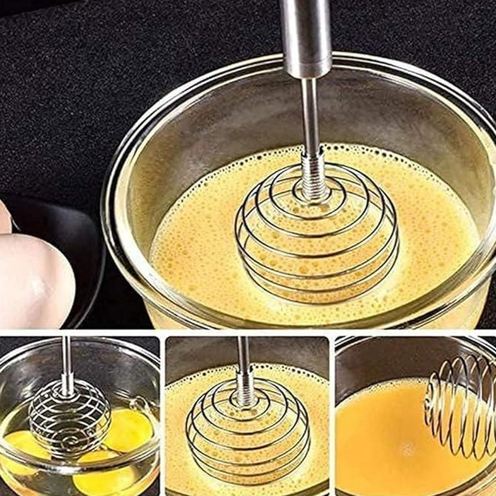 Stainless Steel Large Round Spring Whisk Durable Kitchen Tool - Back View