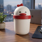Mini Desktop Trash Can with Lid Cute Chick Design for Office & Home - Front View