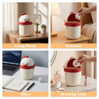 Mini Desktop Trash Can with Lid Cute Chick Design for Office & Home - Back View