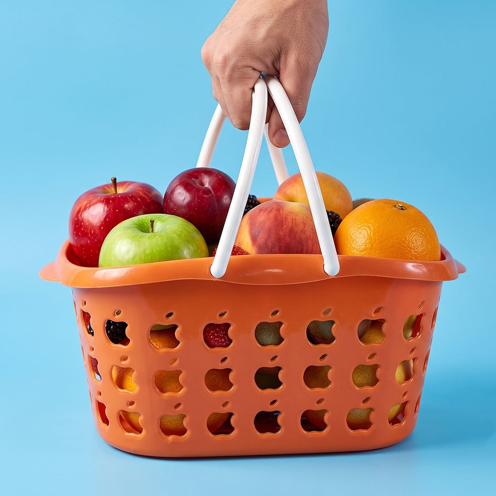Plastic Storage Basket with Handle Durable & Lightweight for Home & Shopping