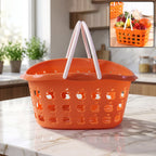 Plastic Storage Basket with Handle Durable & Lightweight for Home & Shopping - Front View