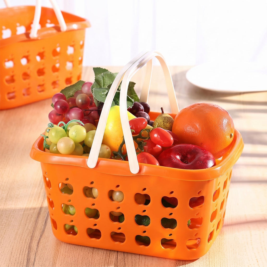 Plastic Storage Basket with Handle Durable & Lightweight for Home & Shopping - Back View